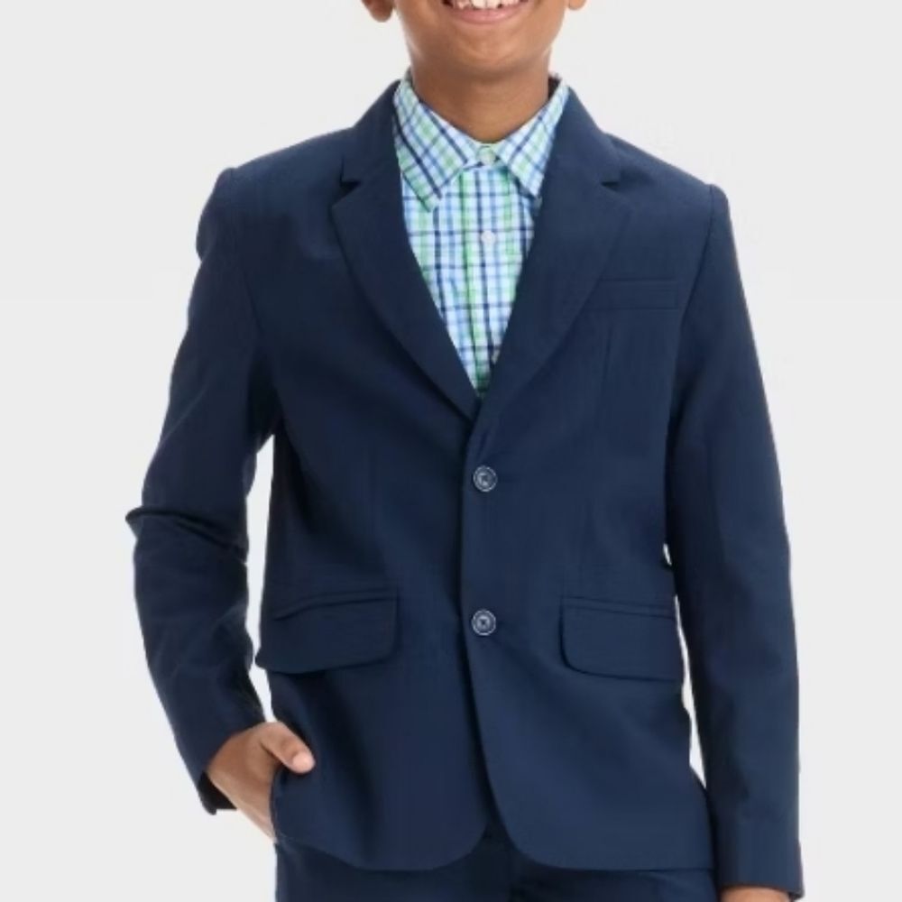 Boys Suit Jacket Cat & Jack Navy Blue Size 16 2 Button Coat